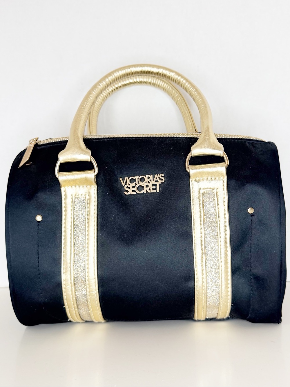 Victoria's Secret Black and Gold Accent Satchel